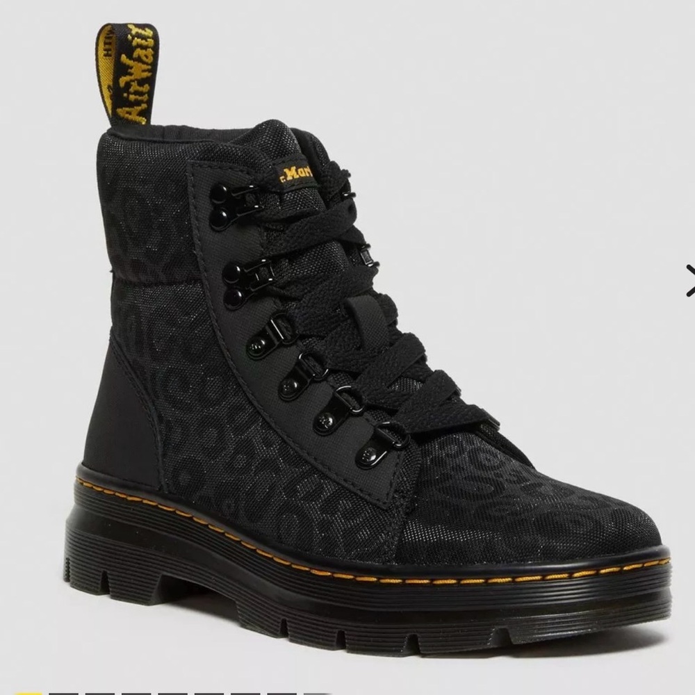 Dr. Martens Black Patterned Combat Boots
